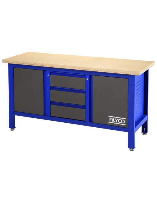 Mesa de trabajo de 3 cajones y 2 portones 1690x600x865 mm ALYCO