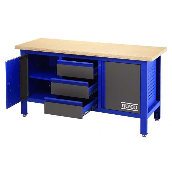 Mesa de trabajo de 3 cajones y 2 portones 1690x600x865 mm ALYCO