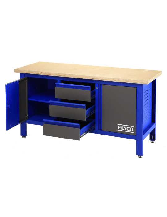 Mesa de trabajo de 3 cajones y 2 portones 1690x600x865 mm ALYCO