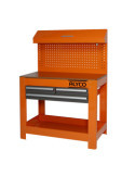 Mesa de trabajo metálica con 3 cajones, panel y módulo superior ORANGE ALYCO