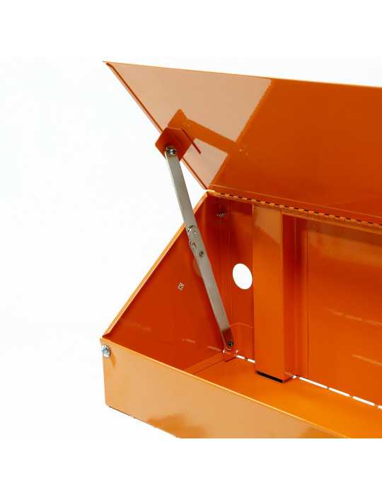 Mesa de trabajo metálica con 3 cajones, panel y módulo superior ORANGE ALYCO