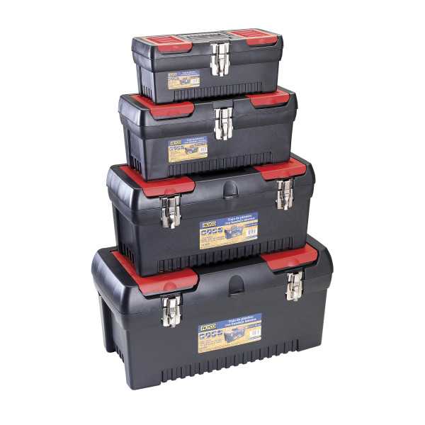 Pack de 4 cajas de plástico con bandeja interior ALYCO