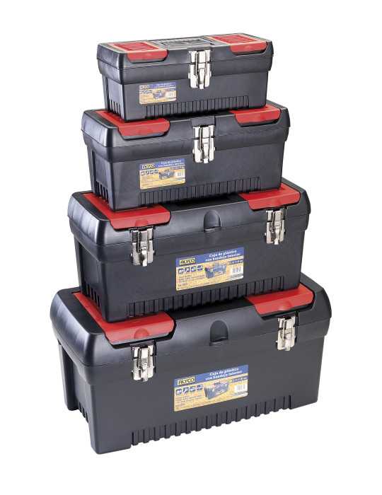 Pack de 4 cajas de plástico con bandeja interior ALYCO