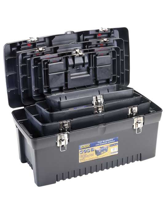 Pack de 4 cajas de plástico con bandeja interior ALYCO
