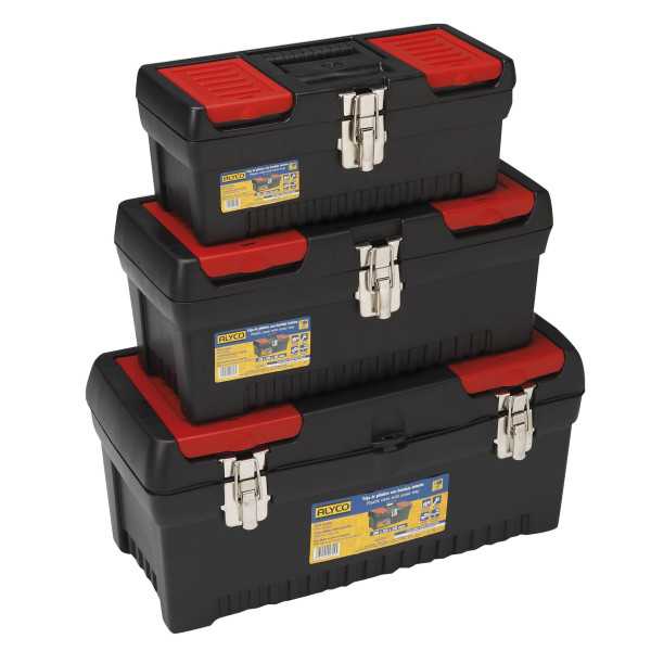 Pack de 3 cajas de plástico con bandeja interior ALYCO