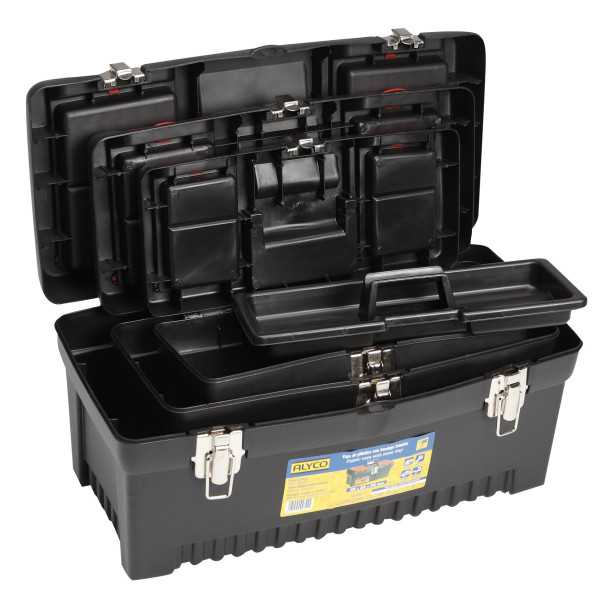 Pack de 3 cajas de plástico con bandeja interior ALYCO