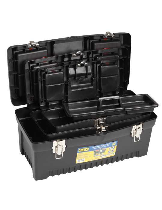 Pack de 3 cajas de plástico con bandeja interior ALYCO