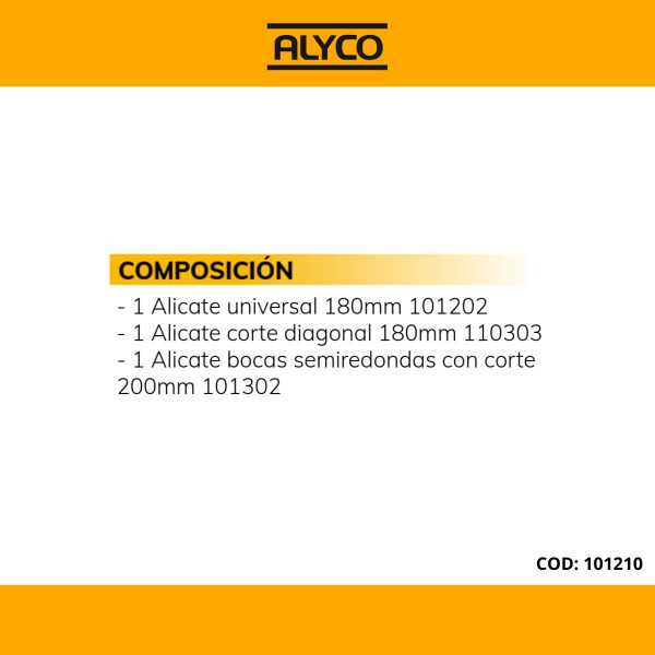 Juego de 3 alicates en caja de plástico ALYCO