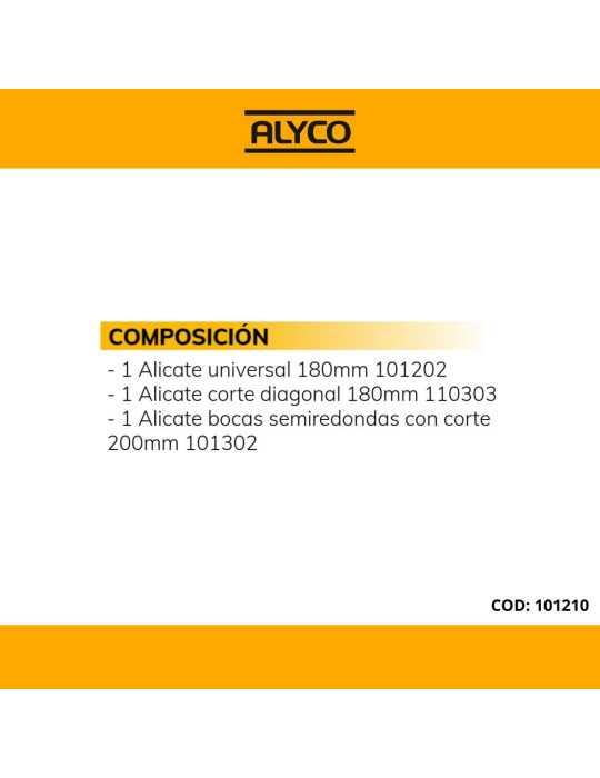 Juego de 3 alicates en caja de plástico ALYCO
