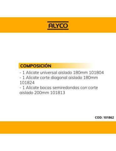 Juego de 3 alicates aislados VDE de alta potencia en caja de plástico ALYCO 2