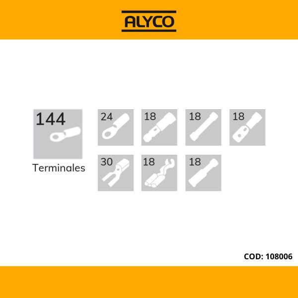 Kit de electricista de 147 piezas con terminales, tijera y tester ALYCO