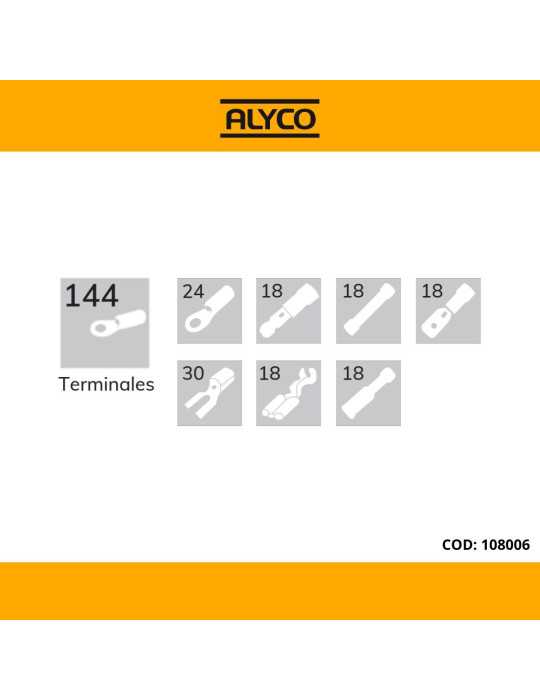 Kit de electricista de 147 piezas con terminales, tijera y tester ALYCO