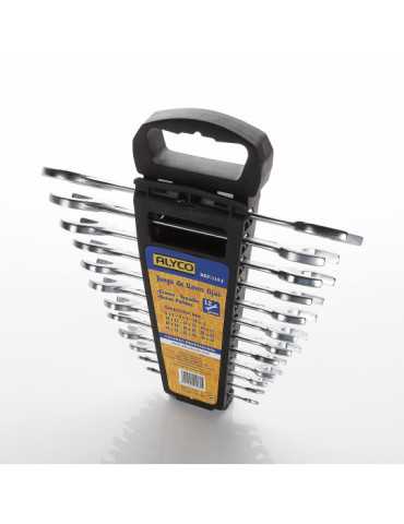 Juego de 12 llaves fijas de 2 bocas 6x7-30x32 mm en soporte de plástico ALYCO 2