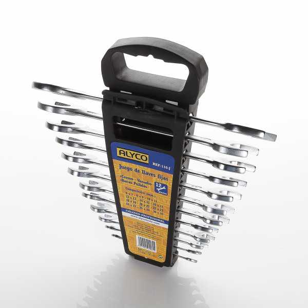 Juego de 12 llaves fijas de 2 bocas 6x7-30x32 mm en soporte de plástico ALYCO