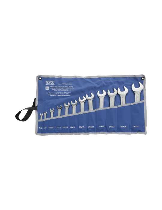 Juego de 12 llaves fijas de 2 bocas 6x7-30x32 mm en bolsa de nylon ALYCO