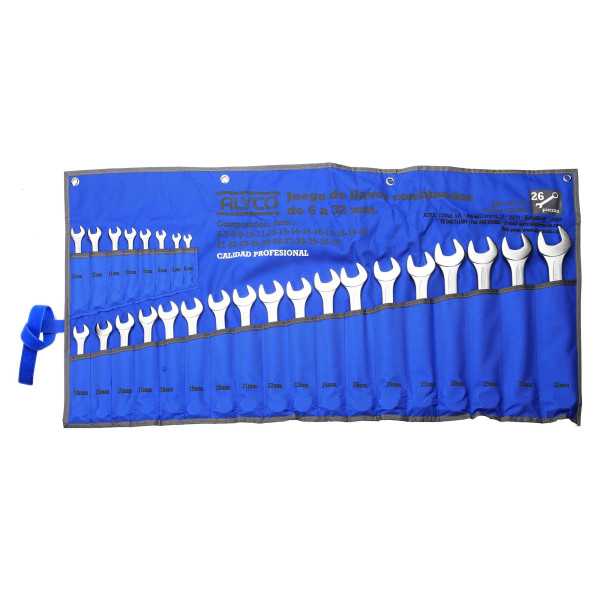 Juego de 26 llaves combinadas 6-32 mm en bolsa de nylon ALYCO