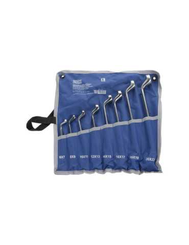 Juego de 8 llaves de doble estrella acodadas 6x7-20x22 mm en bolsa de nylon ALYCO