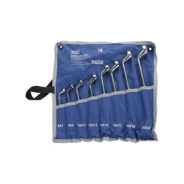 Juego de 8 llaves de doble estrella acodadas 6x7-20x22 mm en bolsa de nylon ALYCO