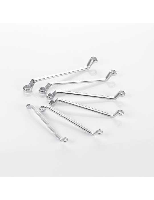 Juego de 6 llaves de doble estrella acodadas 6x7-18x19 mm en caja de cartón ALYCO