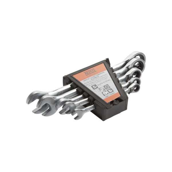 Juego de 5 llaves combinadas con carraca 8-19 mm en soporte de plástico ORANGE ALYCO