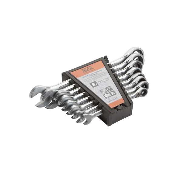 Juego de 8 llaves combinadas con carraca 8-19 mm en soporte de plástico ORANGE ALYCO
