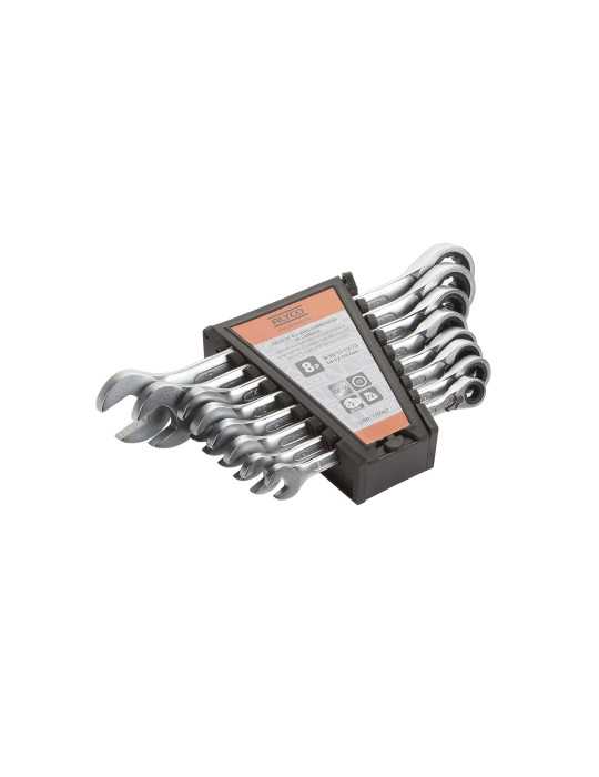 Juego de 8 llaves combinadas con carraca 8-19 mm en soporte de plástico ORANGE ALYCO