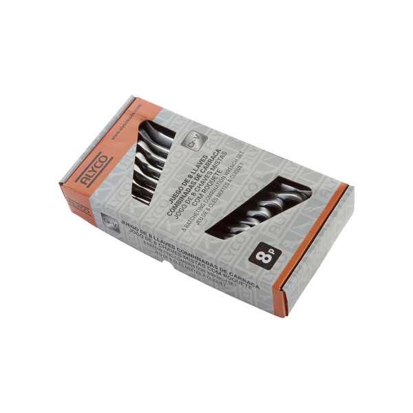 Juego de 8 llaves combinadas con carraca 8-19 mm en soporte de plástico ORANGE ALYCO