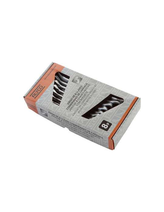 Juego de 8 llaves combinadas con carraca 8-19 mm en soporte de plástico ORANGE ALYCO