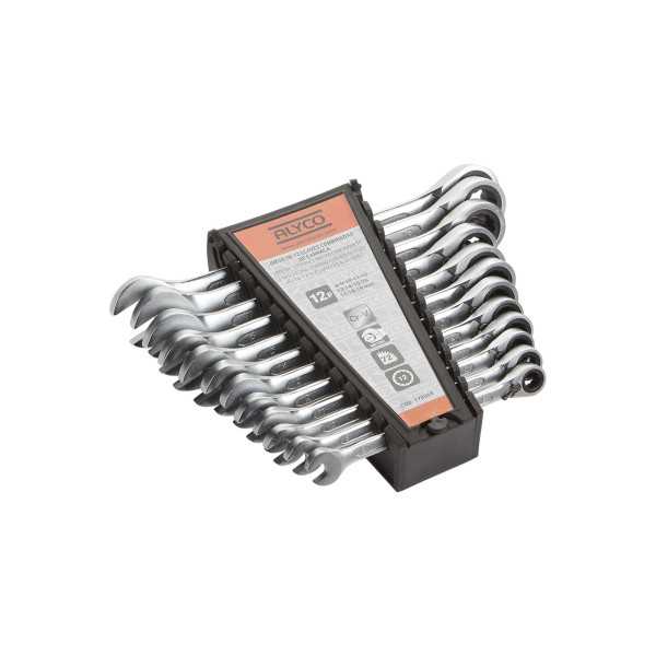 Juego de 12 llaves combinadas con carraca 8-19 mm en soporte de plástico ORANGE ALYCO
