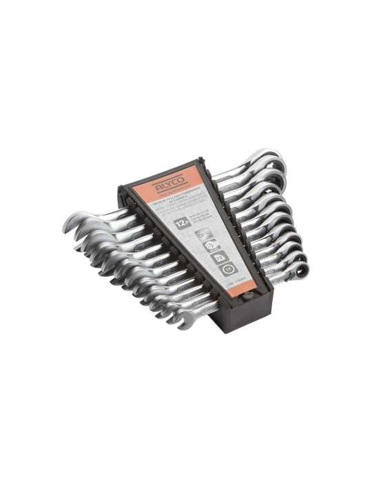Juego de 12 llaves combinadas con carraca 8-19 mm en soporte de plástico ORANGE ALYCO