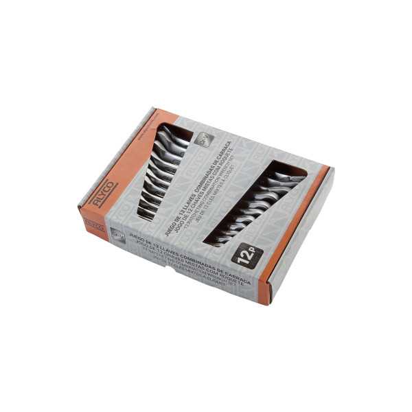 Juego de 12 llaves combinadas con carraca 8-19 mm en soporte de plástico ORANGE ALYCO
