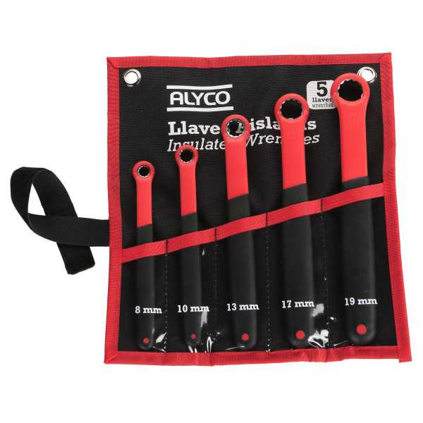 Juego de 5 llaves acodadas aisladas VDE 8-19 mm en bolsa de nylon ALYCO
