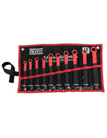 Juego de 10 llaves acodadas aisladas VDE 8-19 mm en bolsa de nylon ALYCO