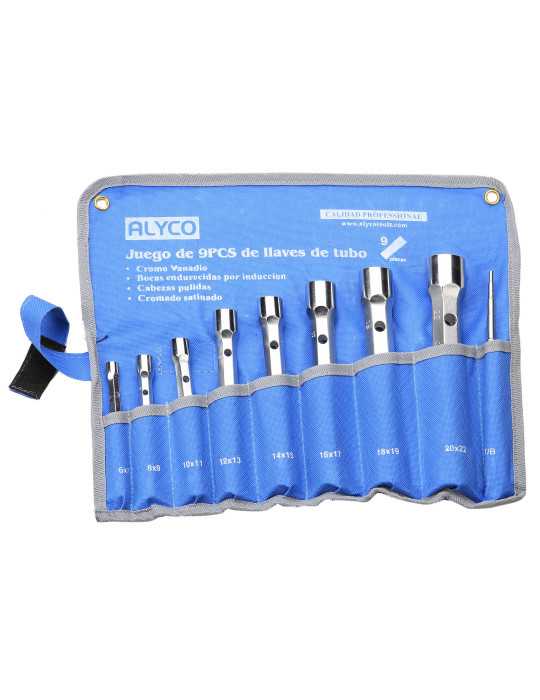 Juego de 9 llaves de tubo forjadas 6x7-20x22 mm en bolsa de nylon ALYCO