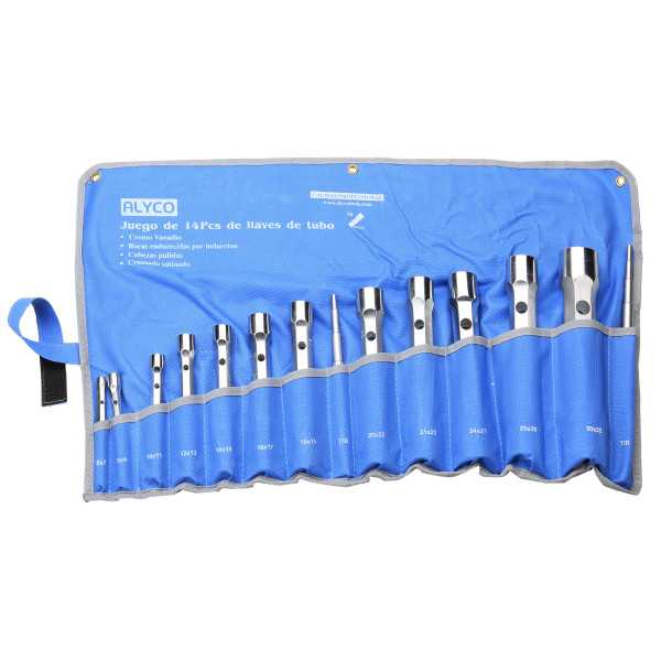 Juego de 14 llaves de tubo forjadas 6x7-30x32 mm en bolsa de nylon ALYCO