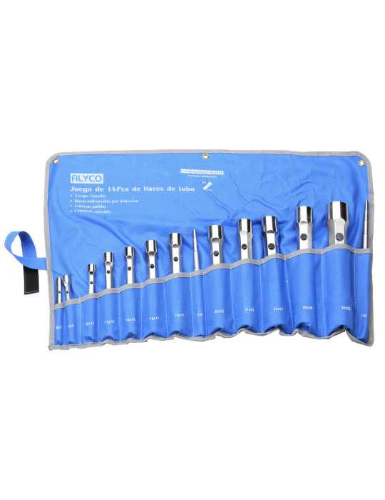 Juego de 14 llaves de tubo forjadas 6x7-30x32 mm en bolsa de nylon ALYCO