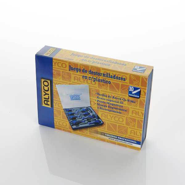 Juego de 10 destornilladores en caja de plástico ALYCO