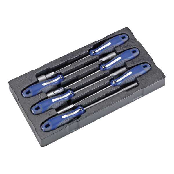 Juego de 6 destornilladores con vaso hexagonal y mango bimaterial ALYCO