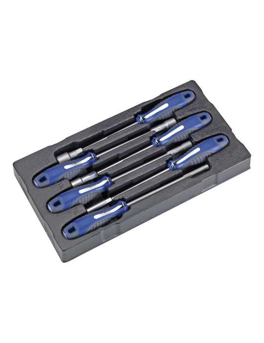 Juego de 6 destornilladores con vaso hexagonal y mango bimaterial ALYCO