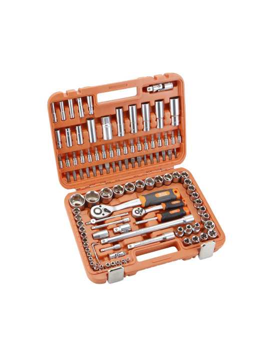 Juego de llaves de vaso y accesorios 1/4" y 1/2" 110 piezas ORANGE ALYCO