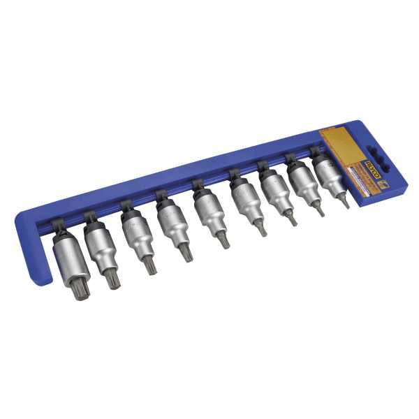 Juego de 9 vasos con punta Torx 1/2" ALYCO