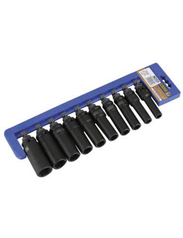 Juego de 10 vasos largos de impacto 1/2" hexagonales 10-22 mm ALYCO