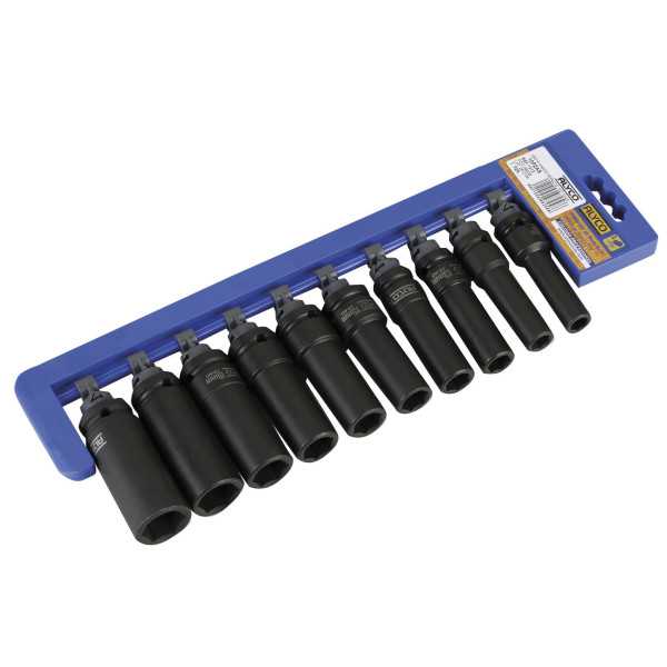 Juego de 10 vasos largos de impacto 1/2" hexagonales 10-22 mm ALYCO