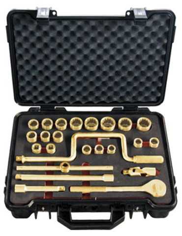 Juego de llaves de vaso 1/2" antichispa Al-Br 24 piezas ALYCO