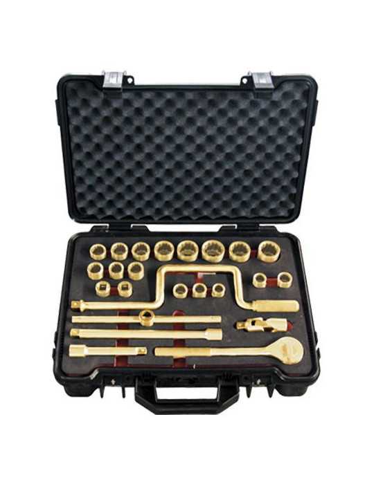 Juego de llaves de vaso 1/2" antichispa Al-Br 24 piezas ALYCO
