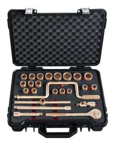 Juego de llaves de vaso 1/2" antichispa Cu-Be 24 piezas ALYCO