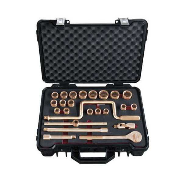 Juego de llaves de vaso 1/2" antichispa Cu-Be 24 piezas ALYCO