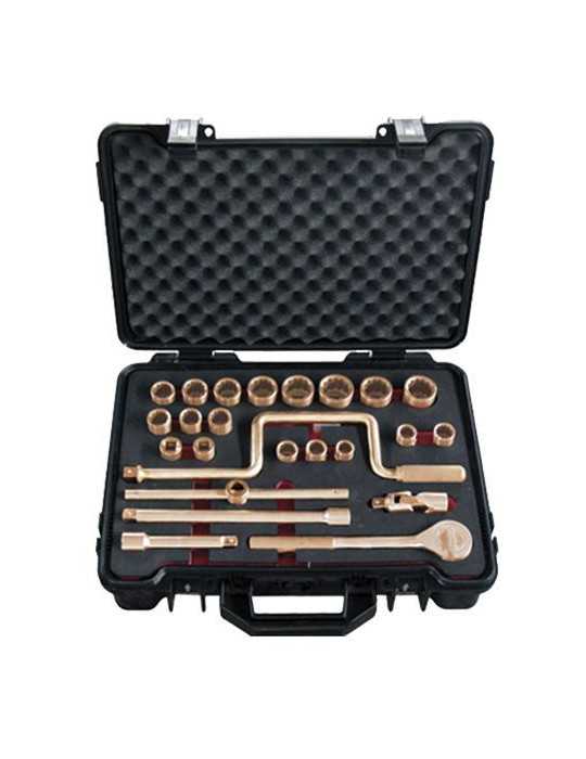 Juego de llaves de vaso 1/2" antichispa Cu-Be 24 piezas ALYCO