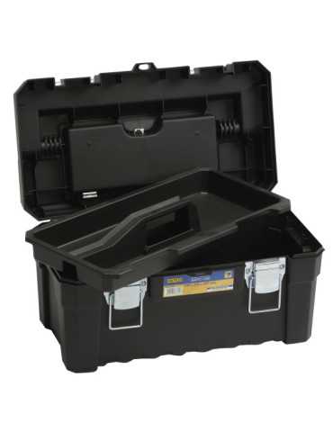 Caja de plástico reforzada con asa de aluminio y bandeja interior 490x282x262 mm ALYCO