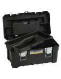 Caja de plástico reforzada con asa de aluminio y bandeja interior 490x282x262 mm ALYCO